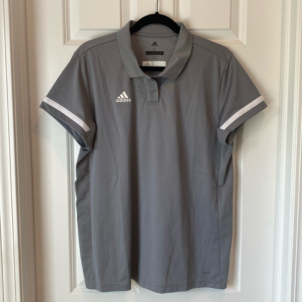 Adidas Climacool Women's Short Sleeve Golf Polo - Gray & White - XL